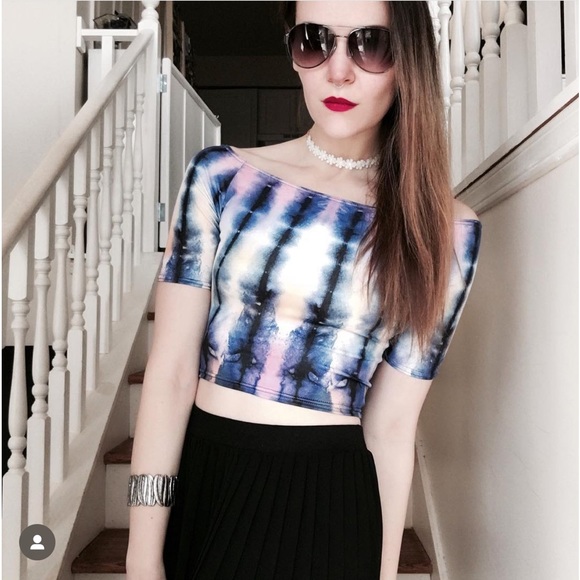 Black Milk Clothing size small to dye for off the shoulder crop - Picture 2 of 16